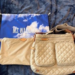 MZ Wallace Crossbody Bag- Atmosphere Quilted Mia (Beige/Gray)